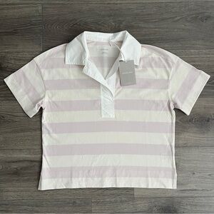 EVERLANE The Retro Jersey Polo Shirt Small Oversized Purple Preppy Coquette 70s